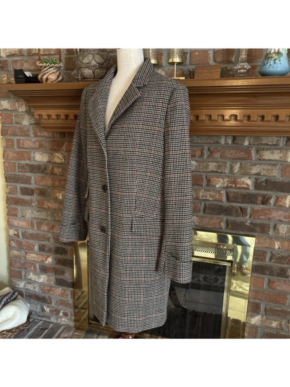 black label ralph lauren woman's Brown & Black Tweed Wool Blend Coat Size 16 - Picture 2 of 10